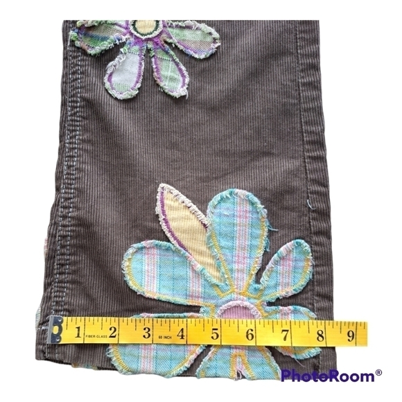 Mini Boden brown Patchwork corduroy flowers girls pants size 11-12Y - Picture 13 of 16